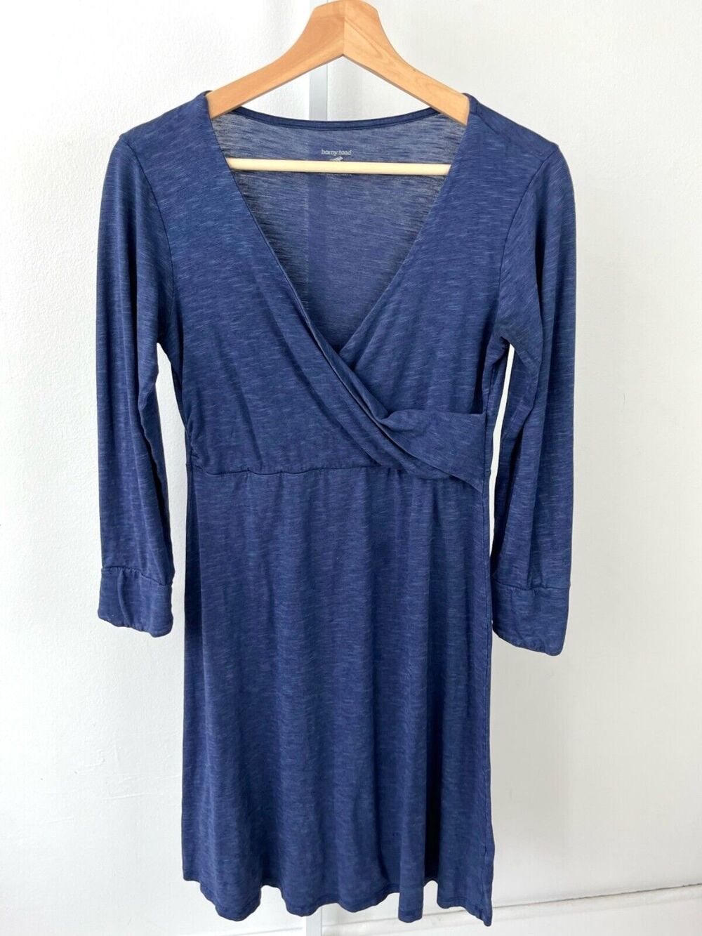 HORNY TOAD & Co S Long Sleeve Dress Fixe Wrap Stretch Cotton Tencel Blend Blue